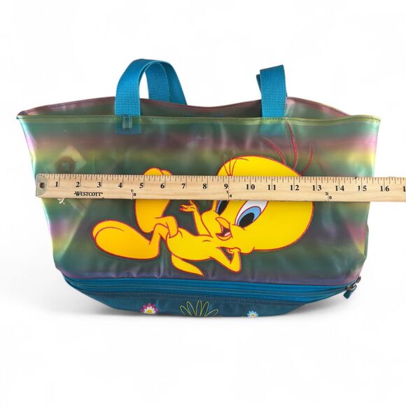 Vintage Warner Brothers Looney Tunes Tweety Bird Vinyl Hand Tote Bag 15 x 8 - Picture 6 of 8